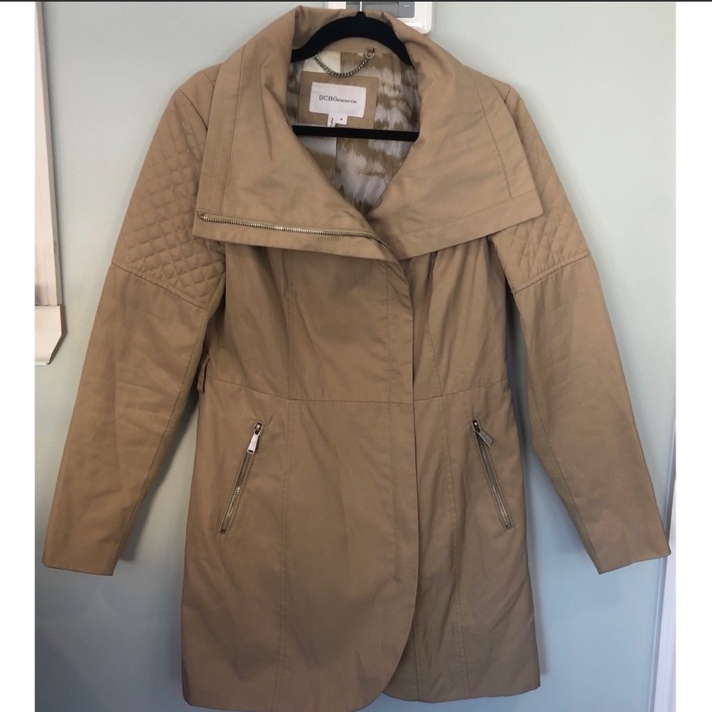 BCBGeneration Khaki Quilted Shoulder Rain Jacket